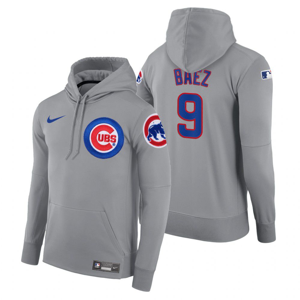 Men Chicago Cubs #9 Baez gray road hoodie 2021 MLB Nike Jerseys